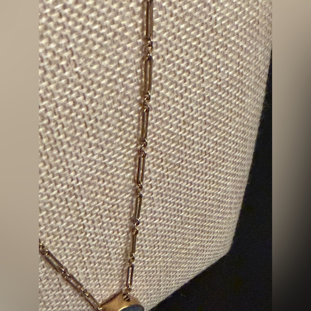 Madewell Gold Necklace with Dark Blue Stone Pendant - Picture 11 of 13